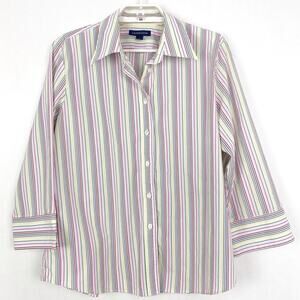 Lands’ End Women’s Top Size 14 Striped 3/4 Sleeve